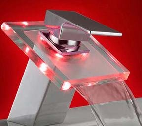 Free Shipping LED Basin Led Waterfall Faucet Tap 2 Piece/lot Led Change Color Faucet