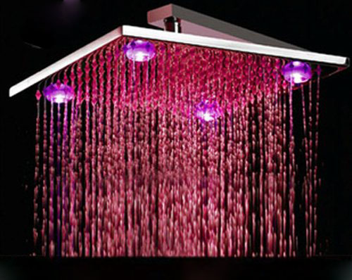No Battery 12 Inch LED Brass Shower Head