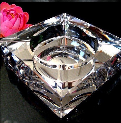 Square Black Crystal Ashtray Free Shipping