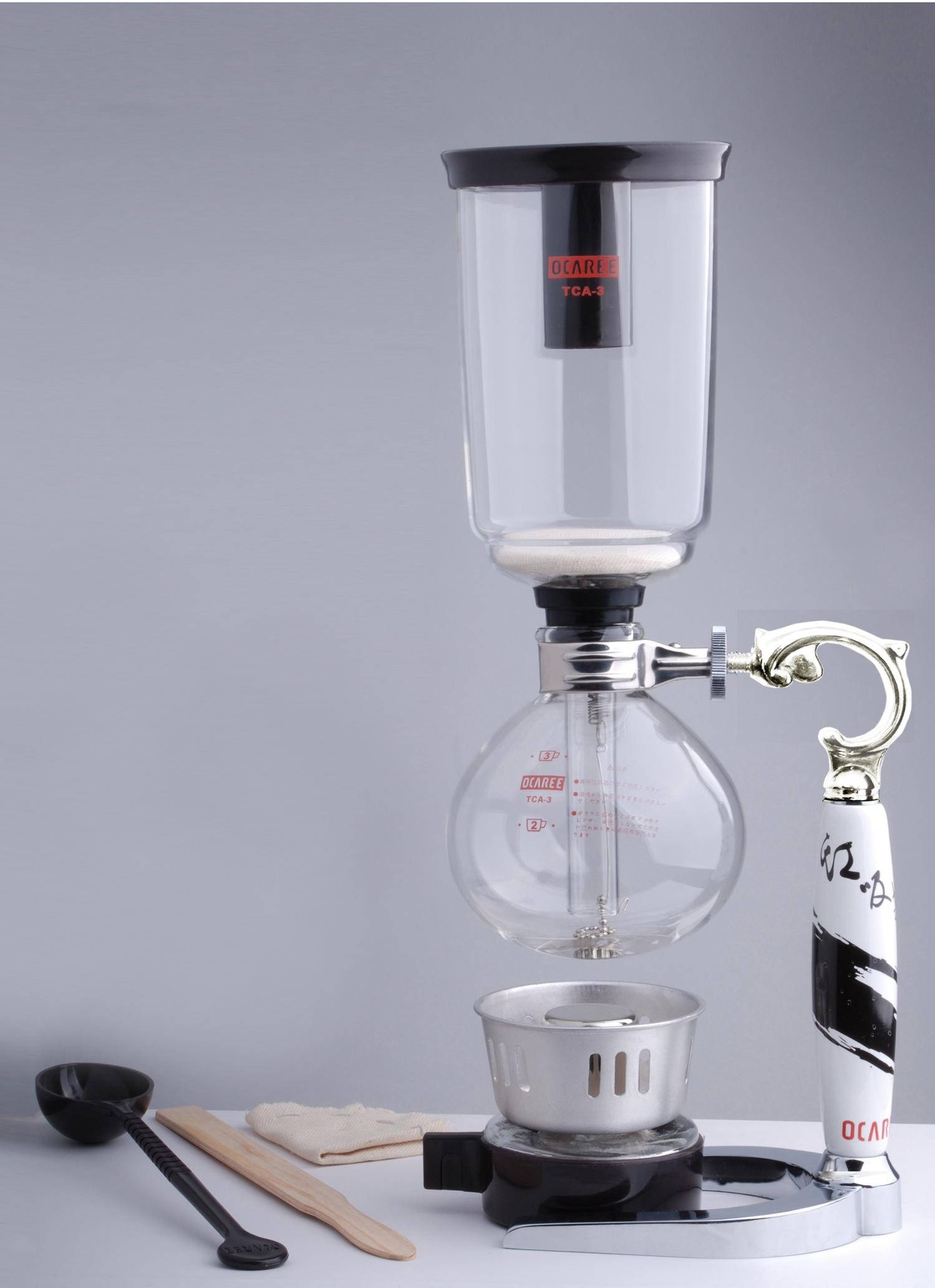 New Tabletop Coffee Syphons, Vacuum Coffee Pot CCA-3 Ceramic HandleOFFEE MAKER Ceremic