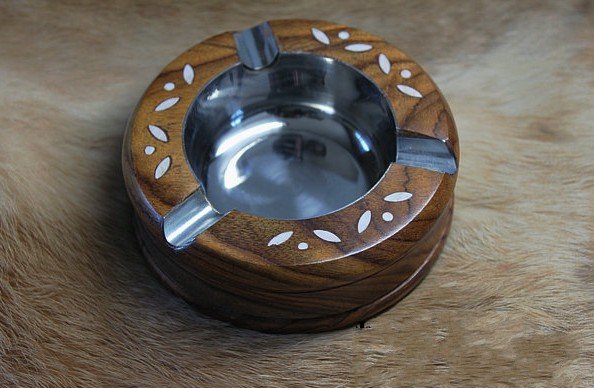 HDC0692 Nepal Handmade Peach Wood Round Ashtray,yak Bone,100*40mm,home Decor,Retail & Wholesale,Free Shipping