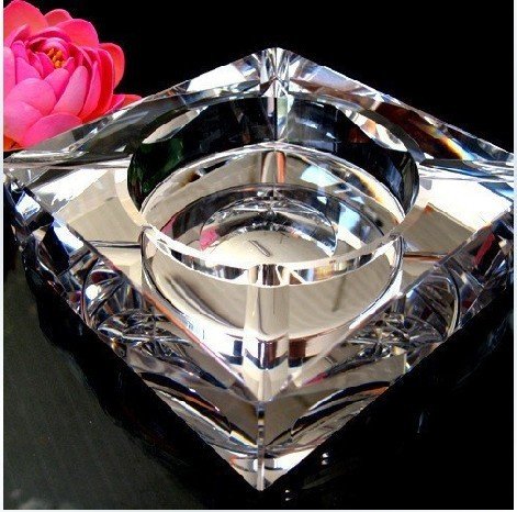 Square Black Crystal Ashtray Free Shipping