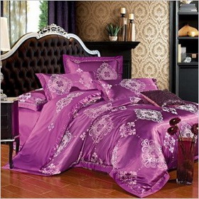 Tencel Tribute Silk Romantic Jacquard Weave Hollow Voile Lace 4pcs Bedding Set Home Textile Duvet Sets