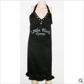 Black Knee Length V Neck Apron