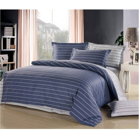100% Pure Cotton Twill Stripes 4pcs Bedding Set Home Textile Duvet Sets