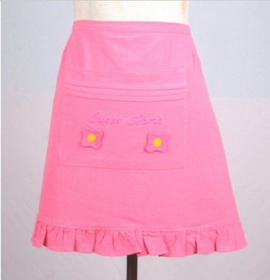 Pink Pure Cotton With Ruffles Apron
