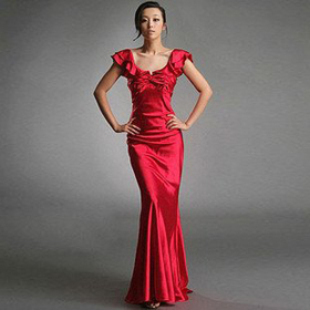Wedding Dress, Mermaid Satin Scoop Neckline Embroidery Floor Length 736 Free Shipping