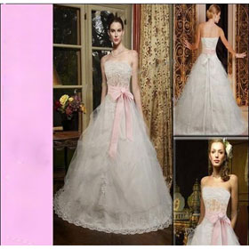 AH1183 Free Shipping Wedding Dress Bridal Gown Strapless Lace Floor Length