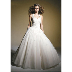 Top Floor Length Organza Wedding Dress for Brides 2010 Style(BST0179) Ball Gown Halter
