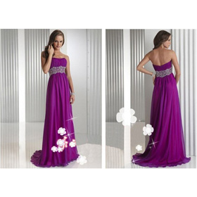 2011 Hot Sale Empair Purple Bridal Evenning Dress Floor Length