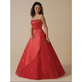Strapless Floor Length Satin Wedding Dress for Brides 2010 Style WD-0001
