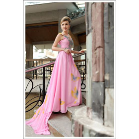 Free Shipping Beautiful Design Floor Length Newest Pink Party DressWedding