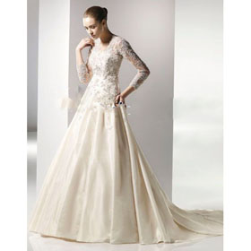 Free Shipping! Elegant Style Strapless Floor Length A Line Chapel Train Ivory Taffeta Wedding Dresses WD3298 with Lace Jacket