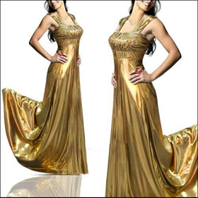 09215GD Free Shipping New Golden Fashion Designer Floor Length Prom Maxi Dresses