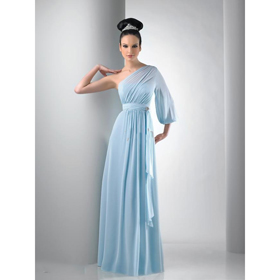 New Style Beautiful A-line Chiffon One Sexy Shoulder Sleeves Floor Length 12 2010 Bridesmaid Dresses