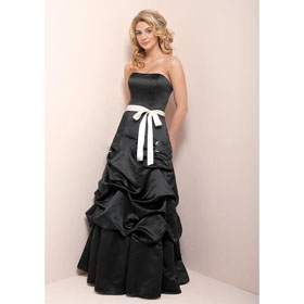 Princess Strapless Floor Length Satin Bridesmaid Dress