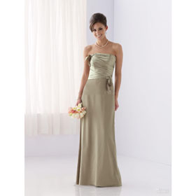 Brown Evening Dress New Arrival A-Line Pleated Bow Strapless Sleeveless Floor Length
