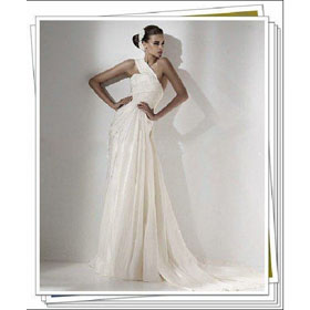 Customized High Quality Floor Length One Shoulder Wedding Dress/wedding Gown/Bridal Gown(EHS008)