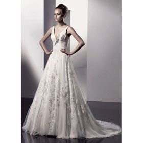 Organza Floral European Style Bridal Wedding Dress 2011 Fashion Design Floor Length Wholesale Price+free Shipping Top Quality