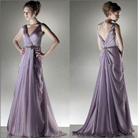 Free Shipping Hot Selling Formal V-neck Ruffle Chiffon Floor Length Evening Dress