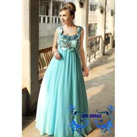 Sky Blue Floor Length Empire Graduation Dress Bridesmaid Dresses Party Dresses