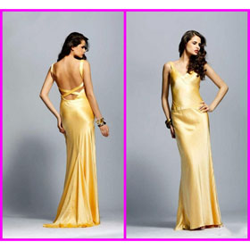 Taffeta Party Dresses New Simple Yellow Line Evening/Prom Dresses Sheath Thick Straps Floor Length