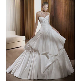 2011 New Wedding Dress Sweet-heart Neck Strapless Floor Length Satin Free Shipping