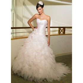White Wedding Dresses Amour Royale Ball Gown Sweetheart Floor Length Organza
