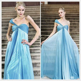 Blue Long Prom Dress Floor Length One-shoulder Are Well Stocked