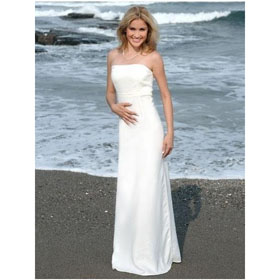 Column Strapless Floor Length Chiffon Beach Wedding Dress Informal Wedding Dress.