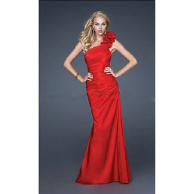 Custom Sized Perfect Red Prom Dress 2011 Fashion One Shoulder Style Floor Length