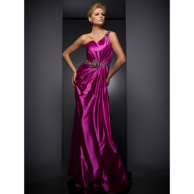 Free Shipping!one-shoulder Floor Length With Elegant Evening Dress and Bridesmaid Dress