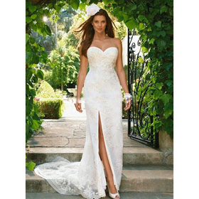 2011 Simple Floor Length Lace Sheath Wedding Dresses, Wedding Gowns