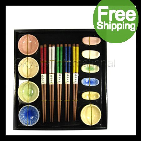 New Free Shipping Family 5 Pair Chopsticks Bowl Table Ware China Kitchen Sets