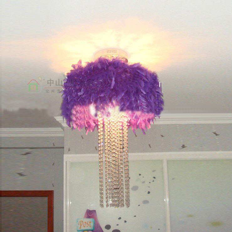Free Shipping, Feather Crystal Ceiling Lamp 220V, Ceiling Lighting