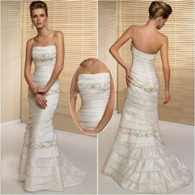 Satin Strapless Wedding Dress for Brides 2010 Style(5656) A-Line/Princess Floor Length