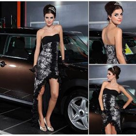 Strapless Beaded Black Floor Length Evening Dress 21922