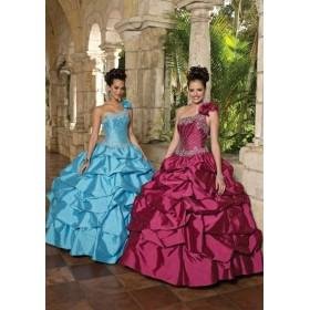 Beaded Silk Taffeta Ball Gown Floor Length Quinceanera Dress