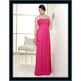 Bridesmaid Dress Mori Lee Evening Dress Chiffon Floor Length Gathered Pleated Bodice Adorned Beads