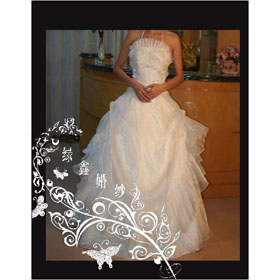 Real Dress Photo)Ball Gown Strapless Floor Length Satin Bridal Wedding Dress