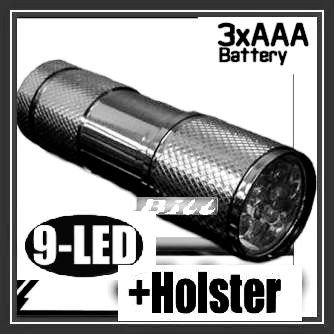 BIG SALE-----------------9 LED Police Torch Flashlight Lamp Light + Holster + Free Shipping + 30 Days Exchange