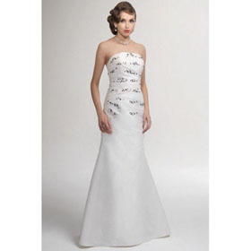 Free Shipping Wholesale Beautiful Sexy Designer Satin Wedding Gown Strapless Floor Length Mermaid Skirt in Lace Up Closure
