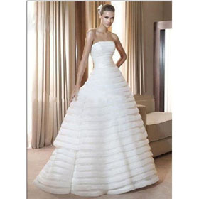Wholesale 2011 New Hot Wedding Dresses Free Shipping A-line Strapless Organza Floor Length