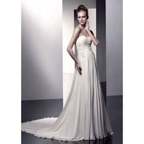 Appliqued Patterns Chiffon Bridal Wedding Dress 2011 Fashion Design Floor Length Wholesale Price+free Shipping Top Quality