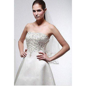 Free Shipping Wedding Dresses A-line Strapless Taffeta With Beading and Embroidery Floor Length