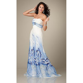 ED72 Free Shipping 2011 Strapless A-Line Floor Length with Flowers Evening Dresses