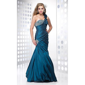 Shoulder Taffeta Luxury Prom Dress Sexy Evening/Formal Dress Alyce Floor Length One