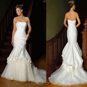 Strapless Neckline Taffeta Floor Length Mermaid Wedding Dress WD004