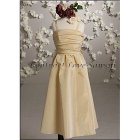 2011 Yellow Taffeta Tea-length Junior Bridesmaid Dress