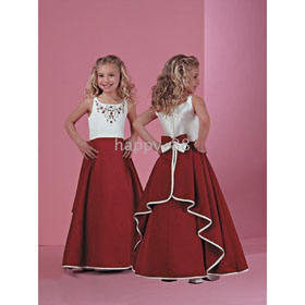 Style(FGD0049) Junior Bridesmaid A-line Scoop Floor Length Satin Flower Girls Dress 2010
